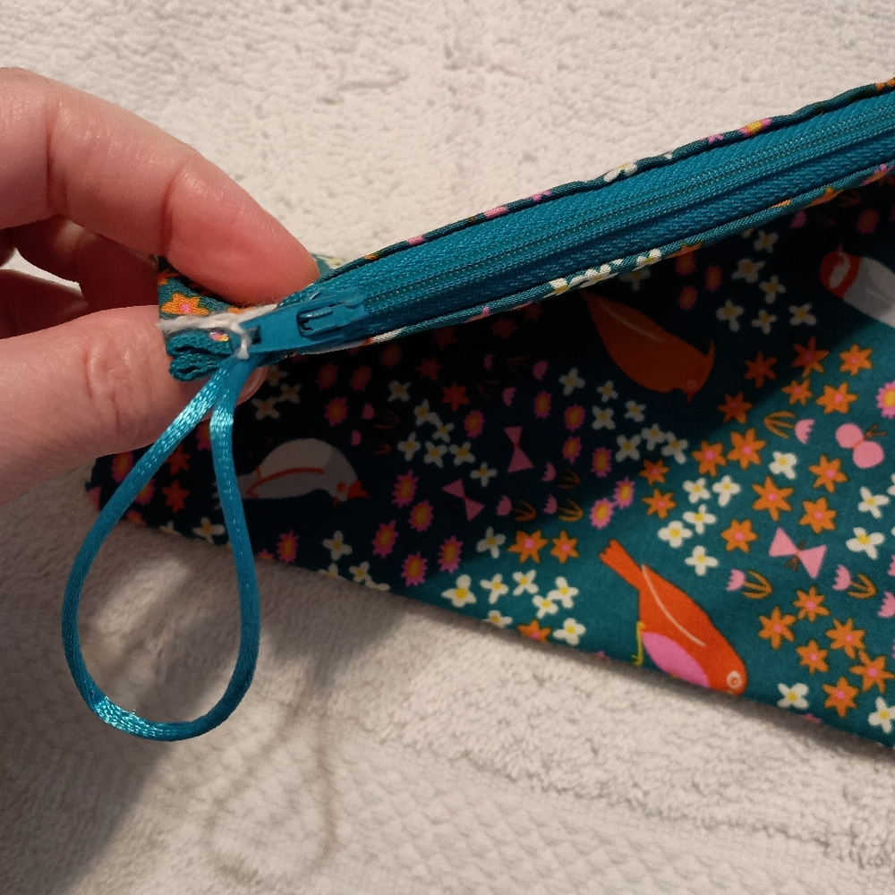 Vintage bird & flower jewelry pouch & make-up bag - Picture 5 of 7